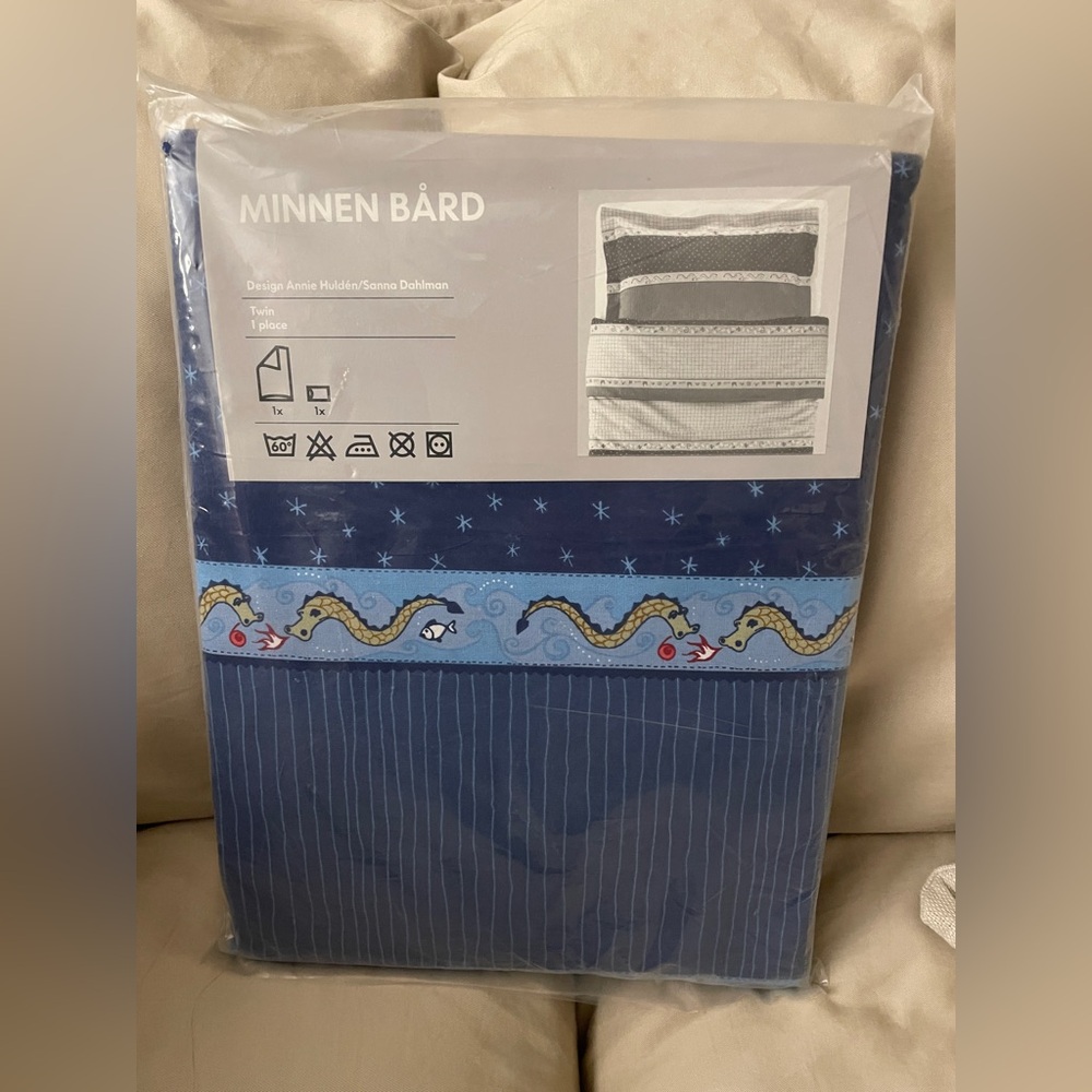 New IKEA Blue Twin Quilt Duvet Cover & pillow sham with Dragon Design